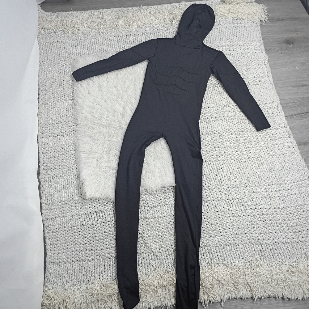 NWOT Kids Morphsuit Costume Black Superhero One Piece, Large